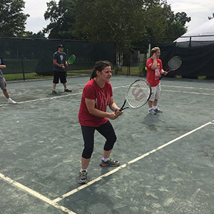 Practicing on Tennis Court